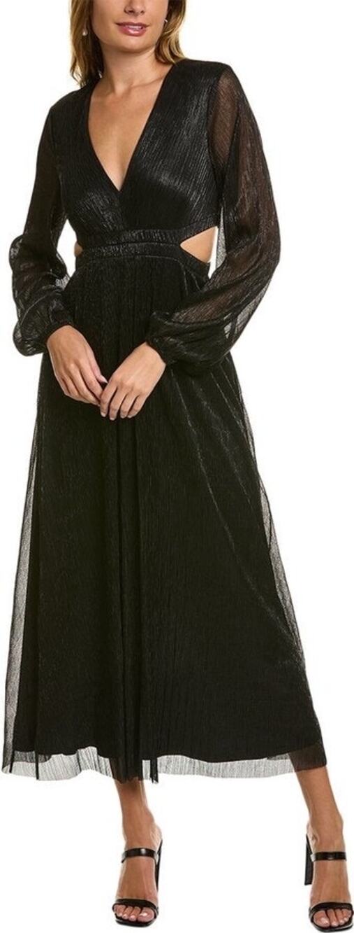BODEN Black Metallic Cut Out Shimmery Maxi Party Dress